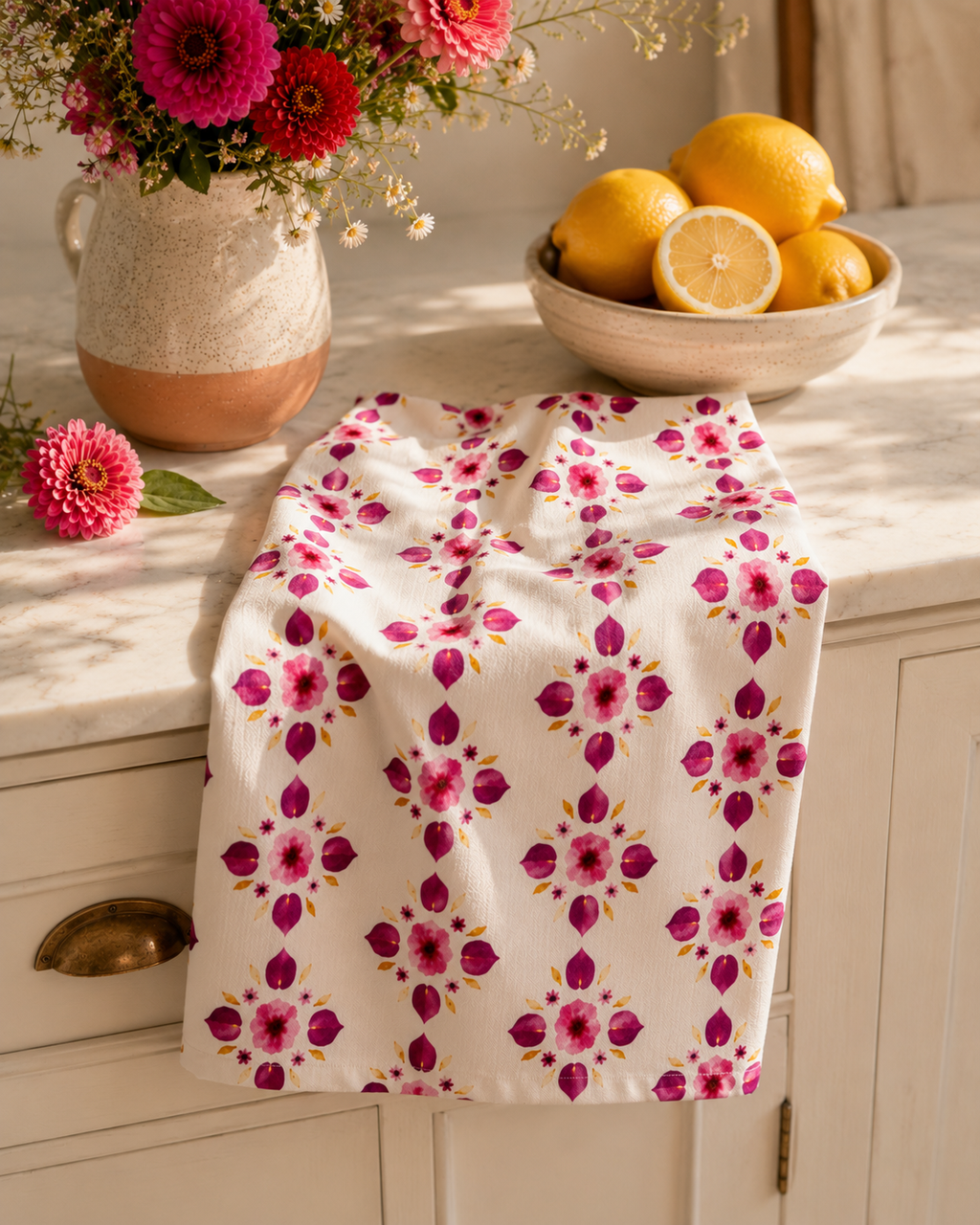 Petal Pops of Pink Tea Towel