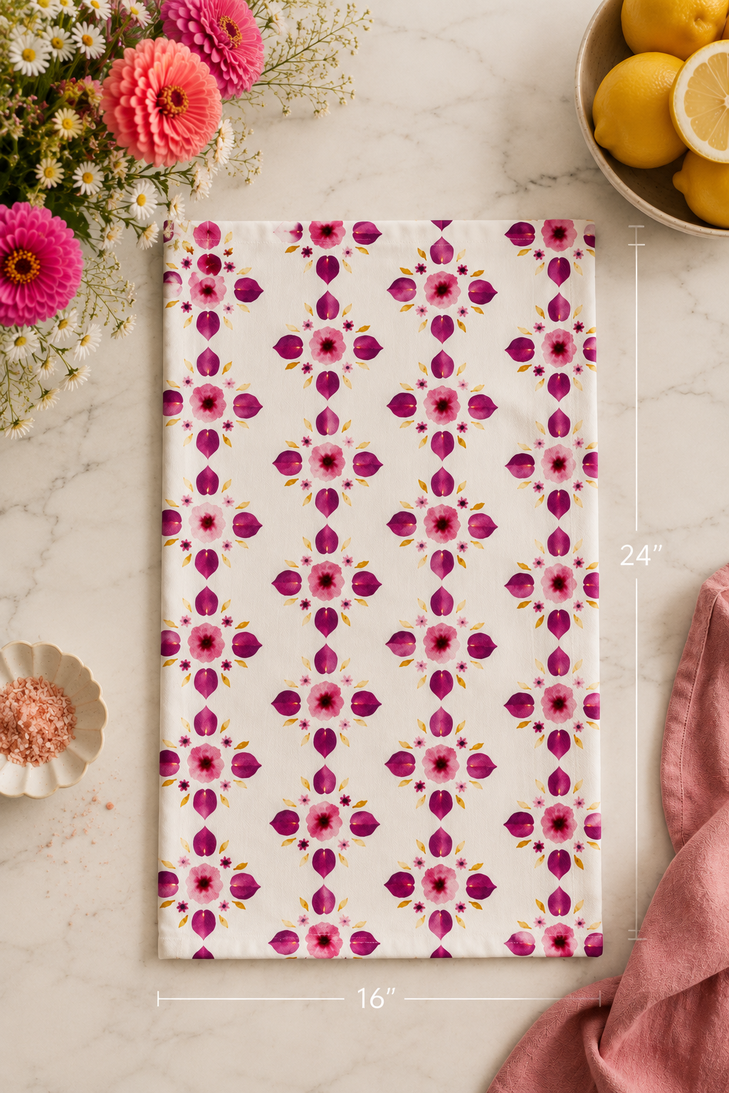 Petal Pops of Pink Tea Towel